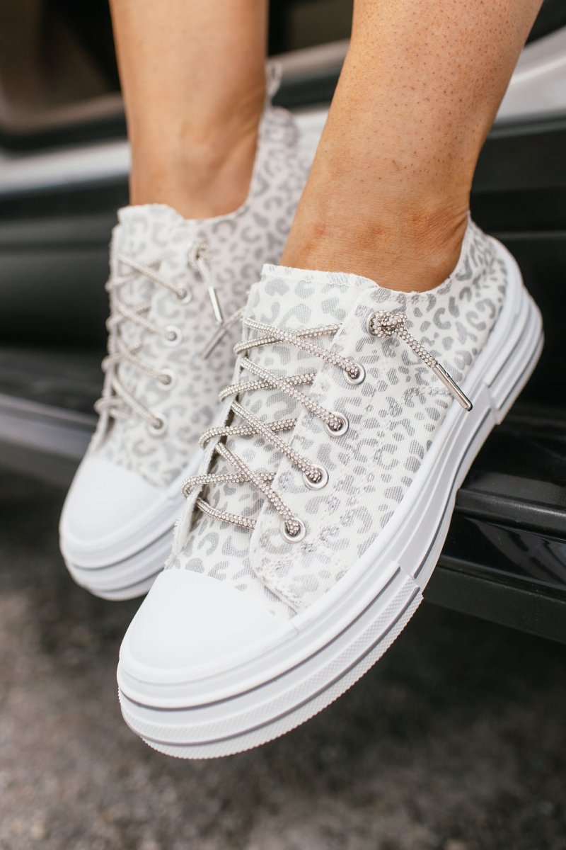 Very G White Silver Print Aman Sneakers