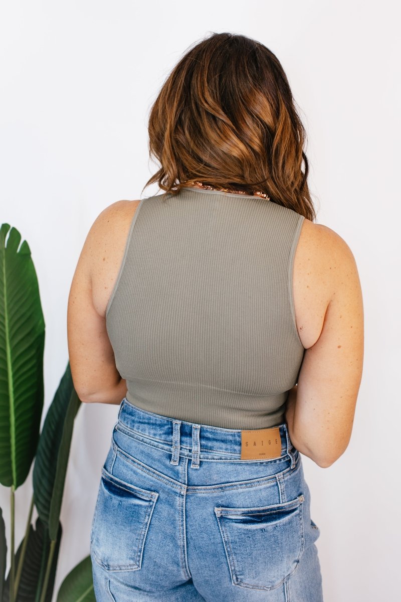 BLACK FRIDAY DEAL: Vibe Check Tank Top in Olive - Reg/Curvy -FINAL SALE