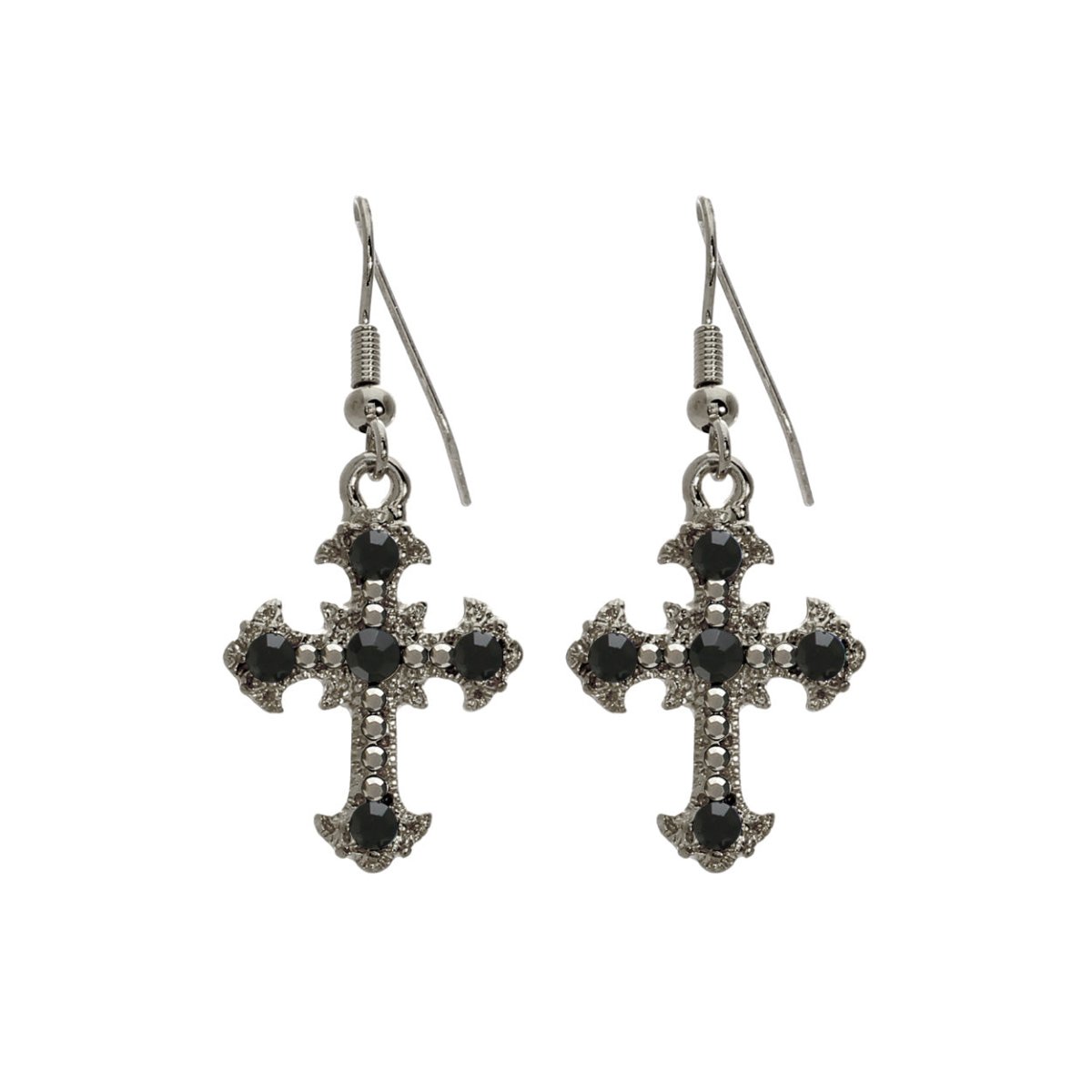 Vintage Cross Earrings In Black Nickel Jet - Macoma Boutique310 Accessories/Jewelry