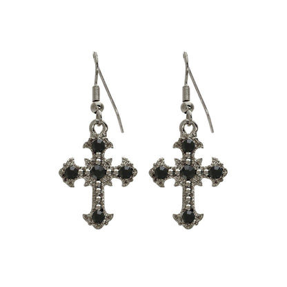 Vintage Cross Earrings In Black Nickel Jet - Macoma Boutique310 Accessories/Jewelry