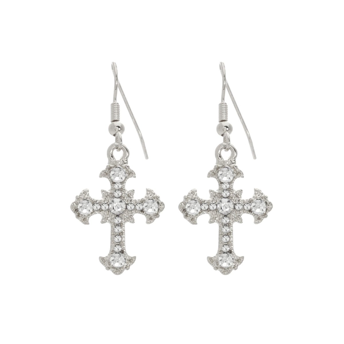 Vintage Cross Earrings In Silver Crystal - Macoma Boutique310 Accessories/Jewelry