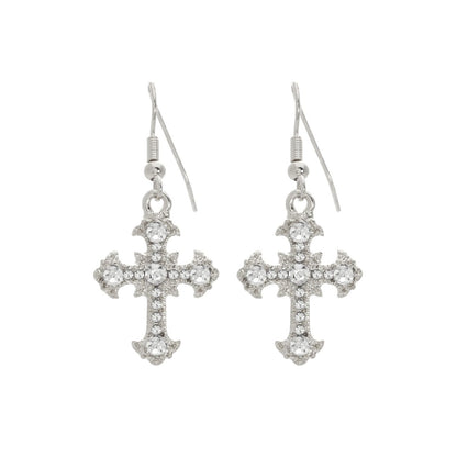 Vintage Cross Earrings In Silver Crystal - Macoma Boutique310 Accessories/Jewelry