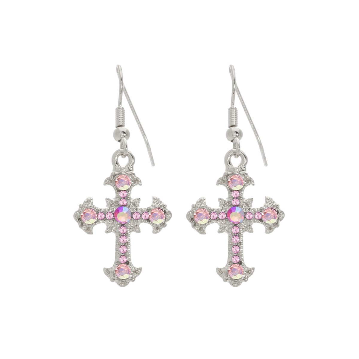 Vintage Cross Earrings In Silver Light Rose - Macoma Boutique310 Accessories/Jewelry