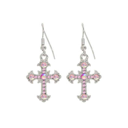 Vintage Cross Earrings In Silver Light Rose - Macoma Boutique310 Accessories/Jewelry