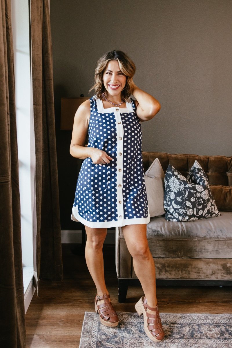 Vintage Prep Polkadot Dress - Macoma Boutique250 Dresses