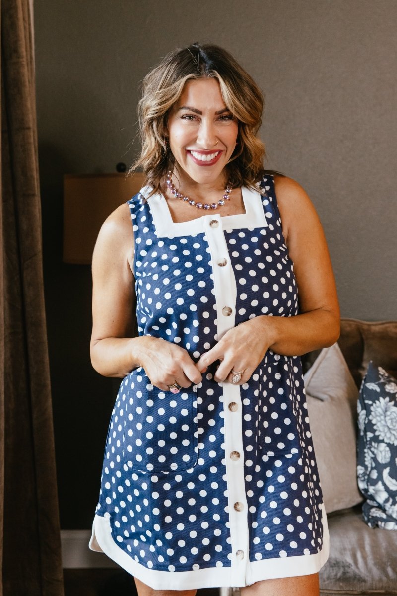 Vintage Prep Polkadot Dress - Macoma Boutique250 Dresses