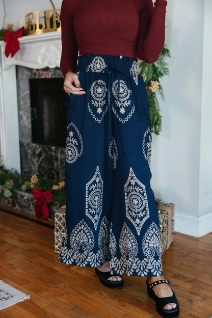 Wander West Pants In Navy Mix - Macoma Boutique210 Other Bottoms