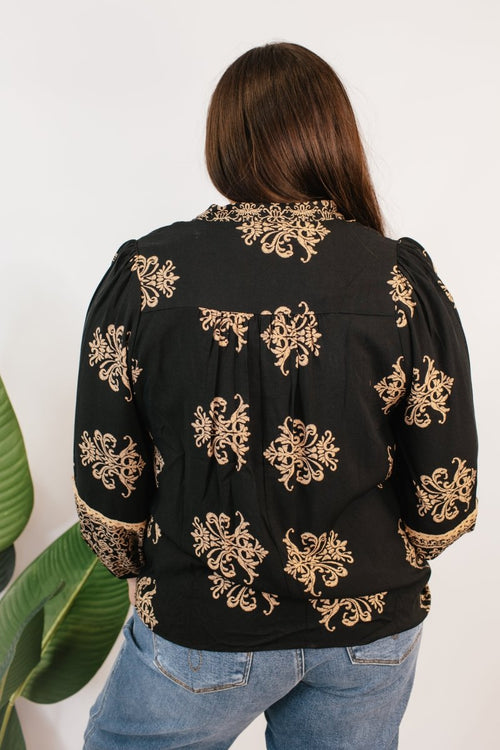 Wanderlust Embroidered Top - Macoma Boutique120 Long Sleeve