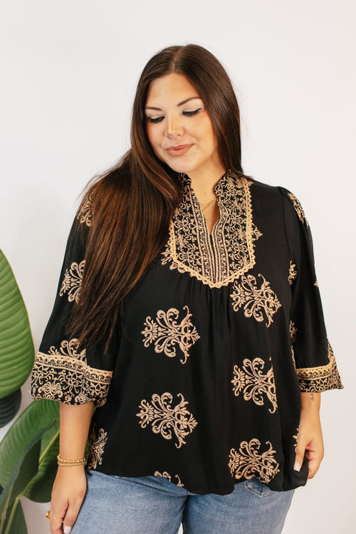 Wanderlust Embroidered Top - Macoma Boutique120 Long Sleeve