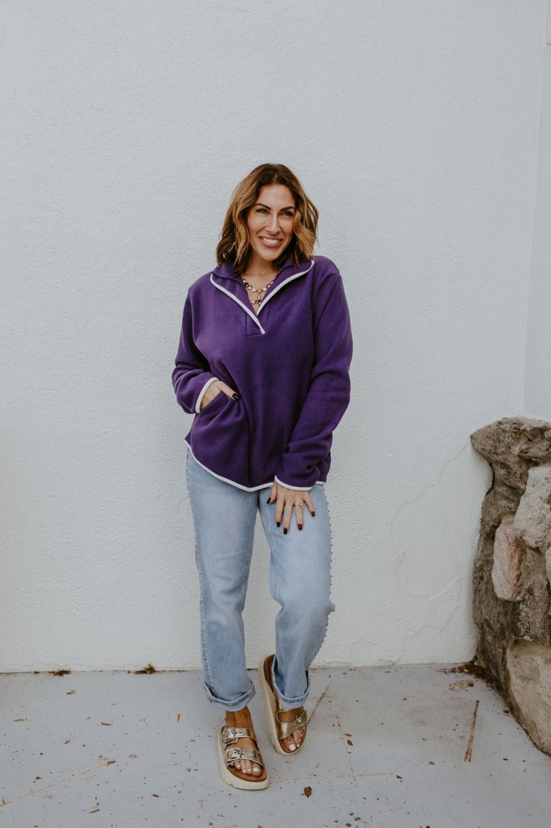Weekend Ready Pullover In Purple - Reg & Curvy