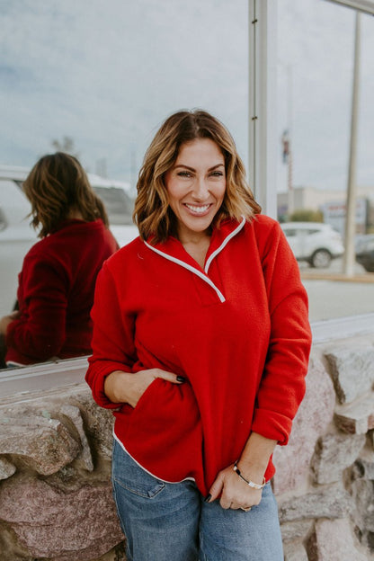 Weekend Ready Pullover In Red - Reg & Curvy - Macoma Boutique130 Sweaters