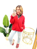 Weekend Ready Pullover In Red - Reg & Curvy - Macoma Boutique130 Sweaters