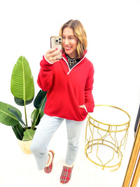 Weekend Ready Pullover In Red - Reg & Curvy