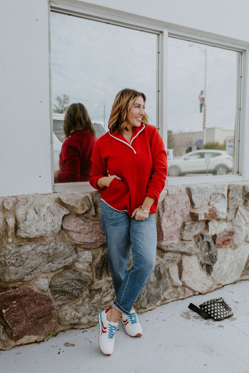 Weekend Ready Pullover In Red - Reg & Curvy