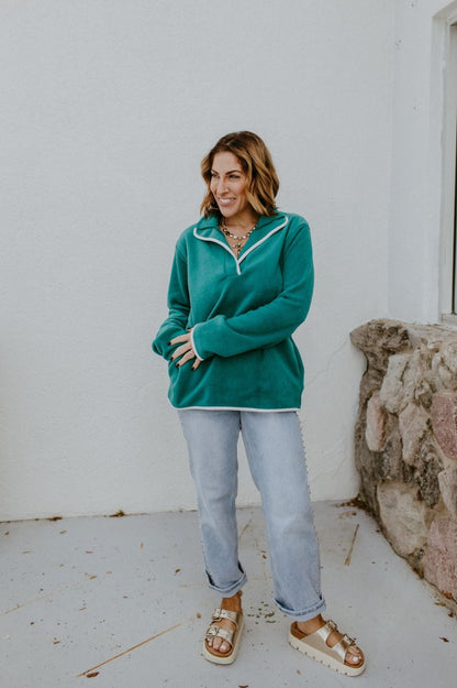 Weekend Ready Pullover In Turqouise - Reg & Curvy - Macoma Boutique130 Sweaters