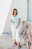 What's The Scoop Seamless Top In Baby Blue - Reg & Curvy - Macoma Boutique100 Short Sleeve