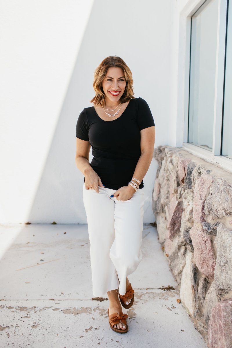 What's The Scoop Seamless Top In Black - Reg & Curvy - Macoma Boutique100 Short Sleeve