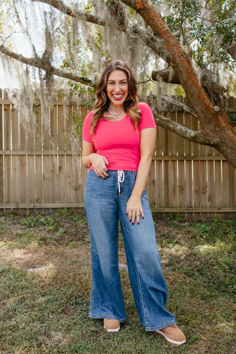 What's The Scoop Top In Flamingo Pink