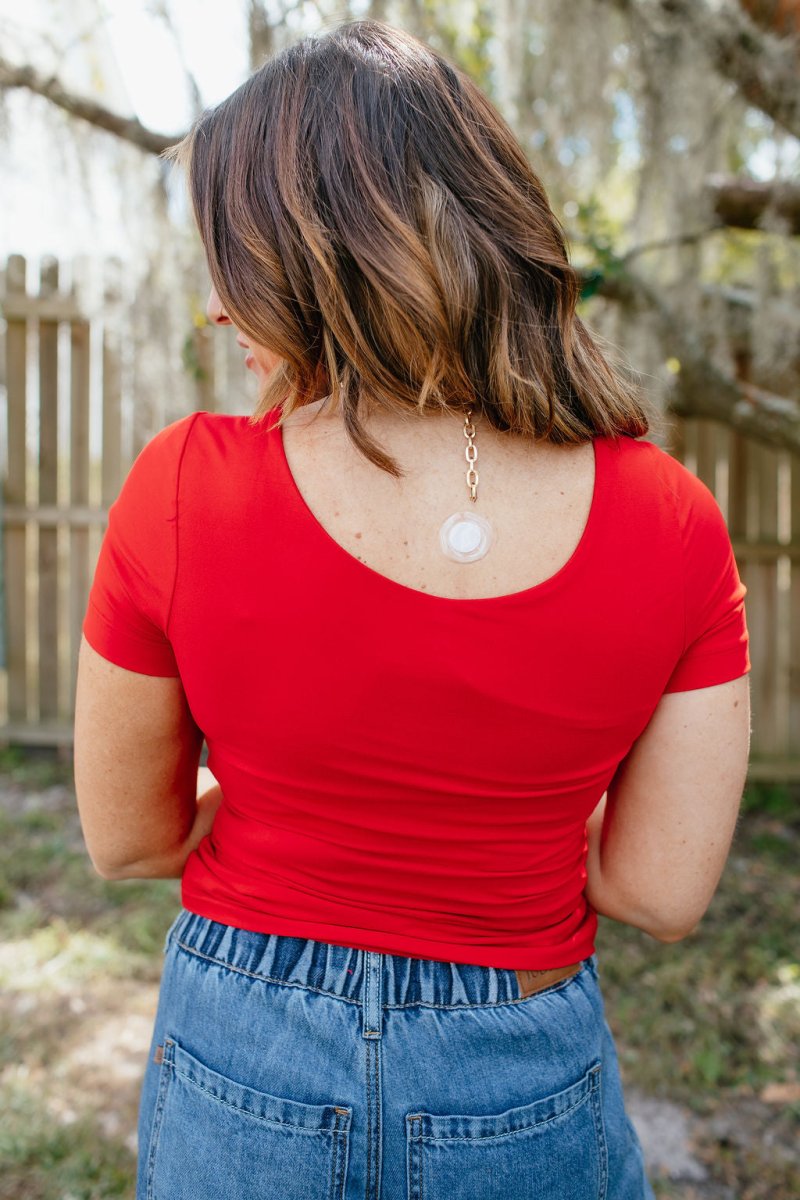What's The Scoop Top In Red - Macoma Boutique100 Short Sleeve