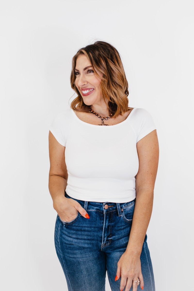 White Wedding Top - Reg/Curvy - Macoma Boutique100 Short Sleeve
