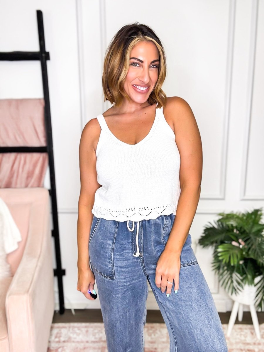 White With Wonder Tank Top - Reg/Curvy- FINAL SALE