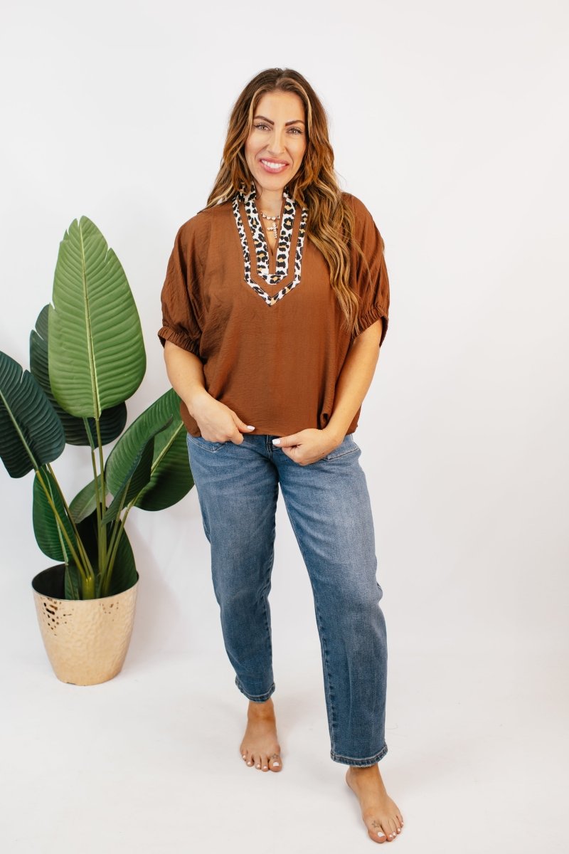 Wild Detail Neutral Top - Macoma Boutique100 Short Sleeve