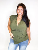 Wrap Star Top in Olive - Reg/Curvy - FINAL SALE - Macoma Boutique100 Short Sleeve