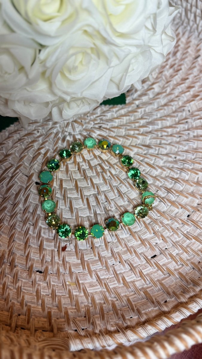 Wrapped in Sparkles Anklet/Lariat in Gold Green Mix - Macoma Boutique315 Jewelry