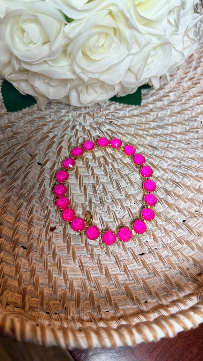 Wrapped in Sparkles Anklet/Lariat in Gold Hot Pink - Macoma Boutique315 Jewelry