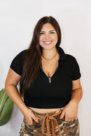 Zip It Crop Top - Reg & Curvy - Macoma Boutique100 Short Sleeve