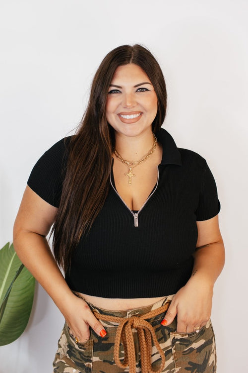 Zip It Crop Top - Reg & Curvy - Macoma Boutique100 Short Sleeve