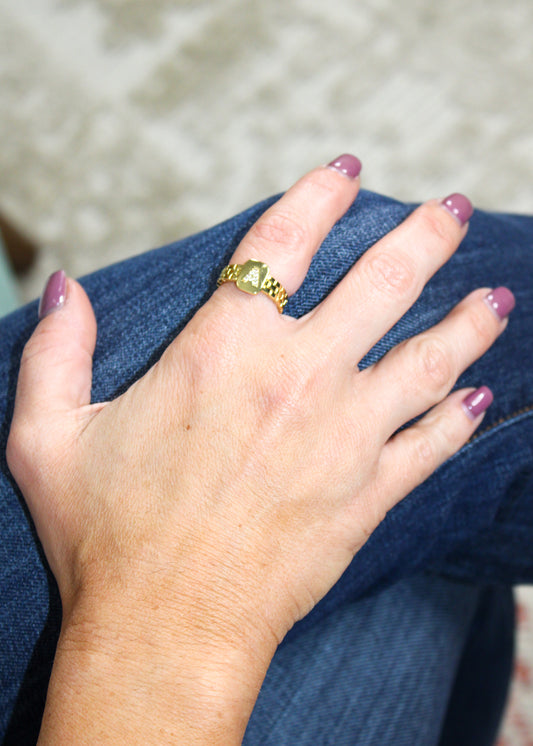 Gold Mona Initial Ring- FINAL SALE