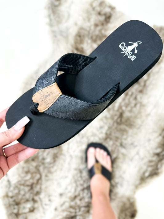 Corky's Black Stars Freedom Flip Flops