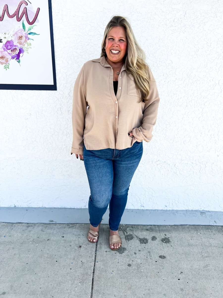 Phierce Fashions Button Down Tunic Top - FINAL SALE - Macoma Boutique120 Long Sleeve