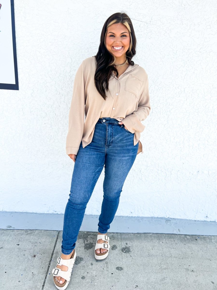 Phierce Fashions Button Down Tunic Top - FINAL SALE - Macoma Boutique120 Long Sleeve