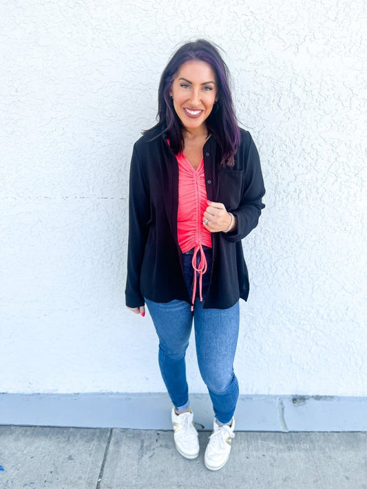 Phierce Fashions Button Down Tunic Top - FINAL SALE - Macoma Boutique120 Long Sleeve